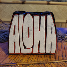 Load image into Gallery viewer, Red letterpress Aloha
