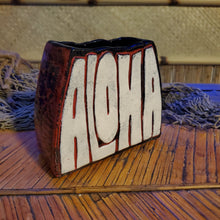 Load image into Gallery viewer, Red letterpress Aloha
