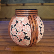 Load image into Gallery viewer, Hibiscus Rattan Mug (pink/black)
