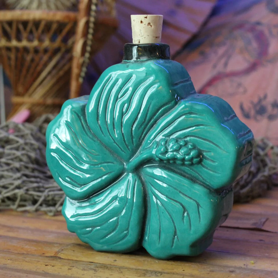 Teal Hibiscus Flask
